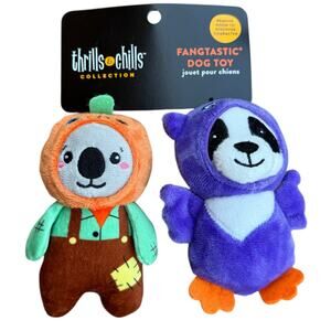 Thrills & Chills Halloween Plush Dog Toy Set Cutesy Fall Costume Stuffies New